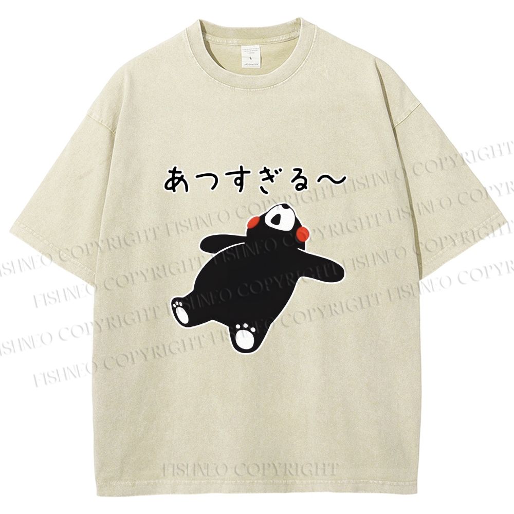 Unisex Kumamon the Bear Lying Japanese Printed Washed Tee