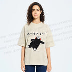 Unisex Kumamon the Bear Lying Japanese Printed Washed Tee