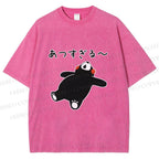 Unisex Kumamon the Bear Lying Japanese Printed Washed Tee