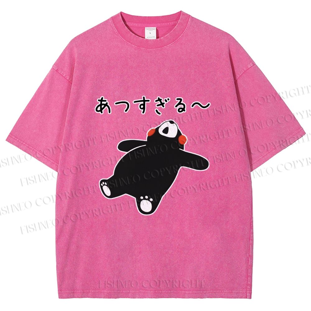 Unisex Kumamon the Bear Lying Japanese Printed Washed Tee
