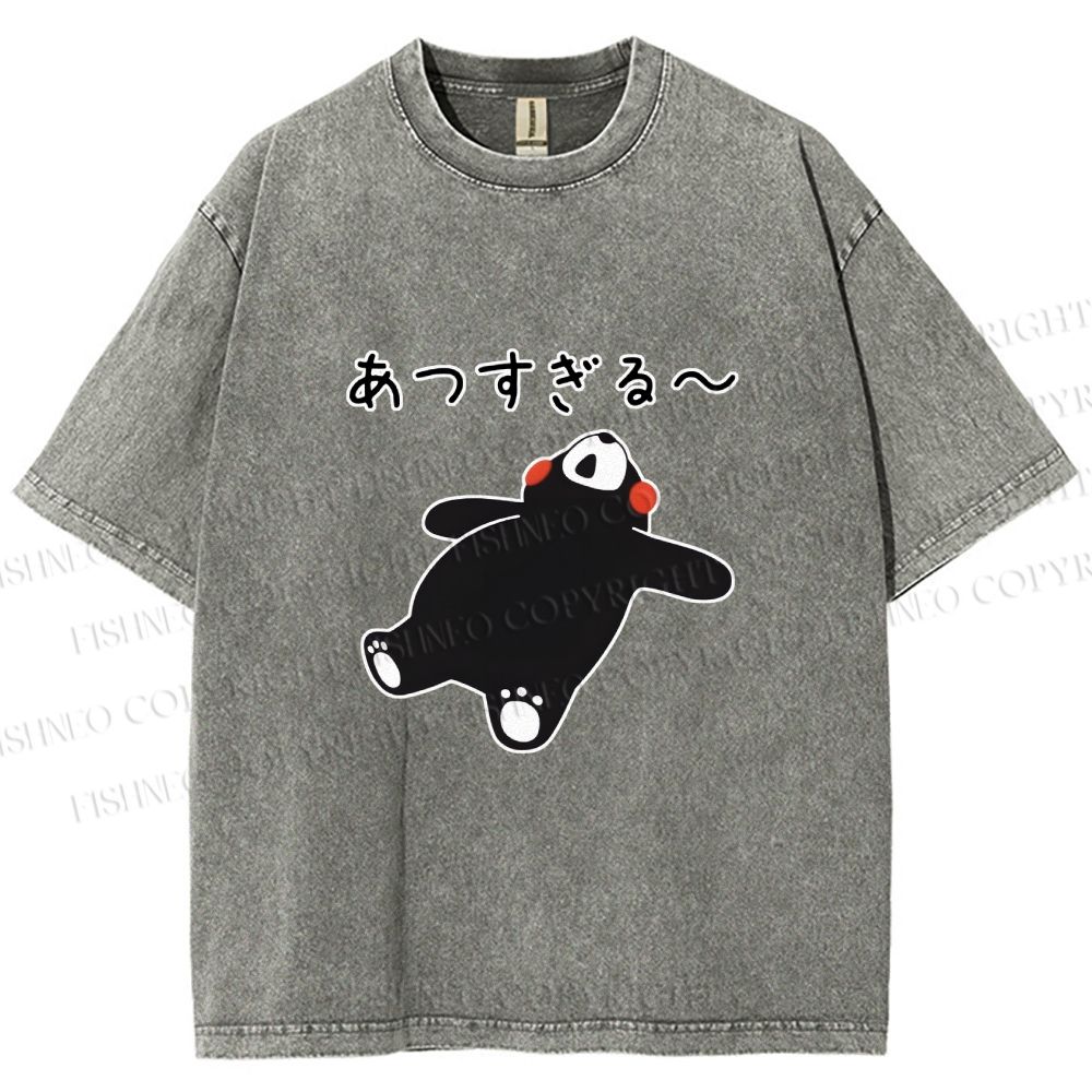 Unisex Kumamon the Bear Lying Japanese Printed Washed Tee