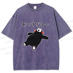 Unisex Kumamon the Bear Lying Japanese Printed Washed Tee
