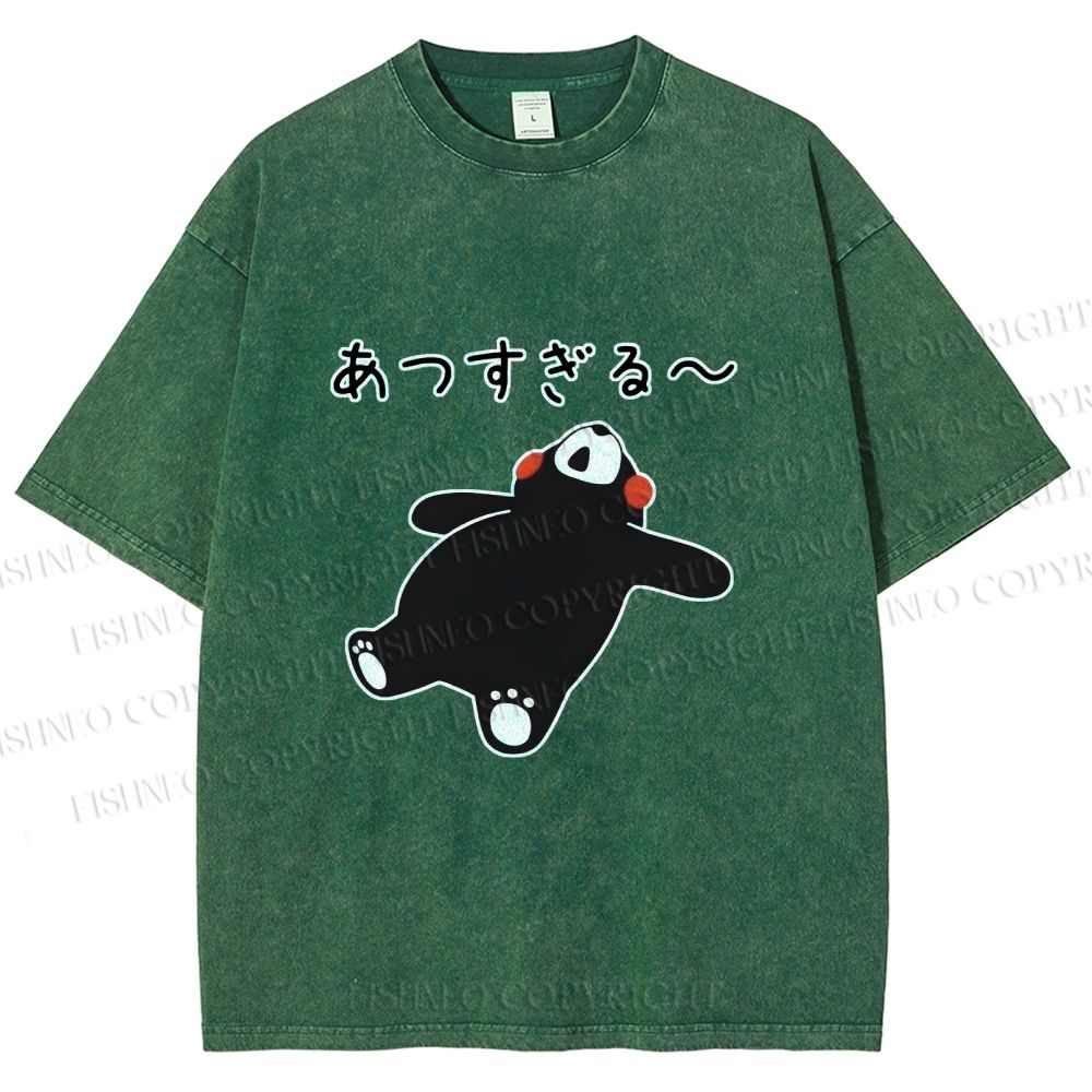 Unisex Kumamon the Bear Lying Japanese Printed Washed Tee