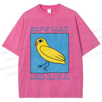 Unisex Bird Wanna Live a Different Life Printed Washed Tee