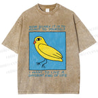 Unisex Bird Wanna Live a Different Life Printed Washed Tee