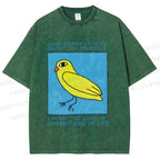 Unisex Bird Wanna Live a Different Life Printed Washed Tee