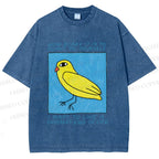 Unisex Bird Wanna Live a Different Life Printed Washed Tee