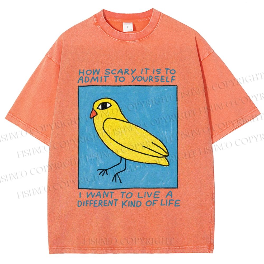 Unisex Bird Wanna Live a Different Life Printed Washed Tee