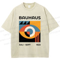Unisex Bauhaus Geometric Eyes Printed Washed Tee
