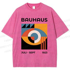 Unisex Bauhaus Geometric Eyes Printed Washed Tee