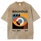 Unisex Bauhaus Geometric Eyes Printed Washed Tee
