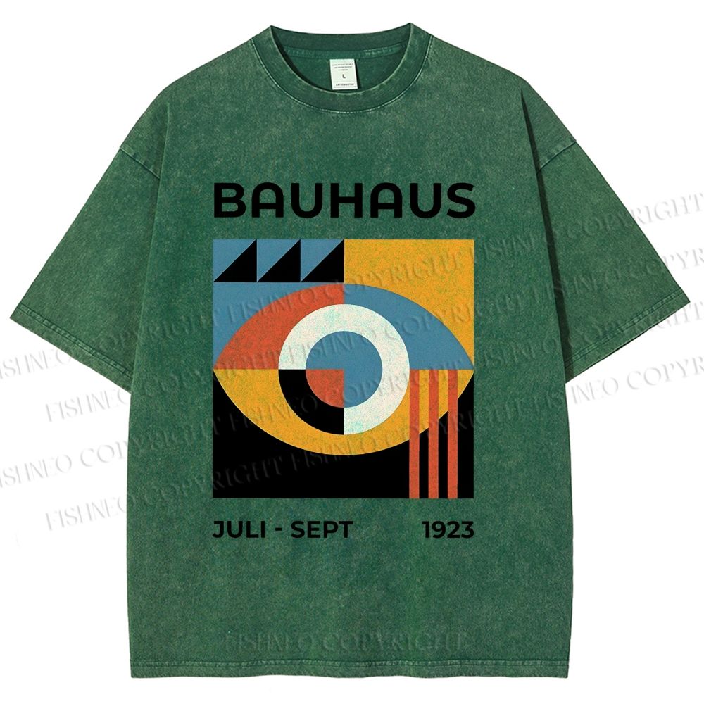 Unisex Bauhaus Geometric Eyes Printed Washed Tee