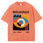 Unisex Bauhaus Geometric Eyes Printed Washed Tee