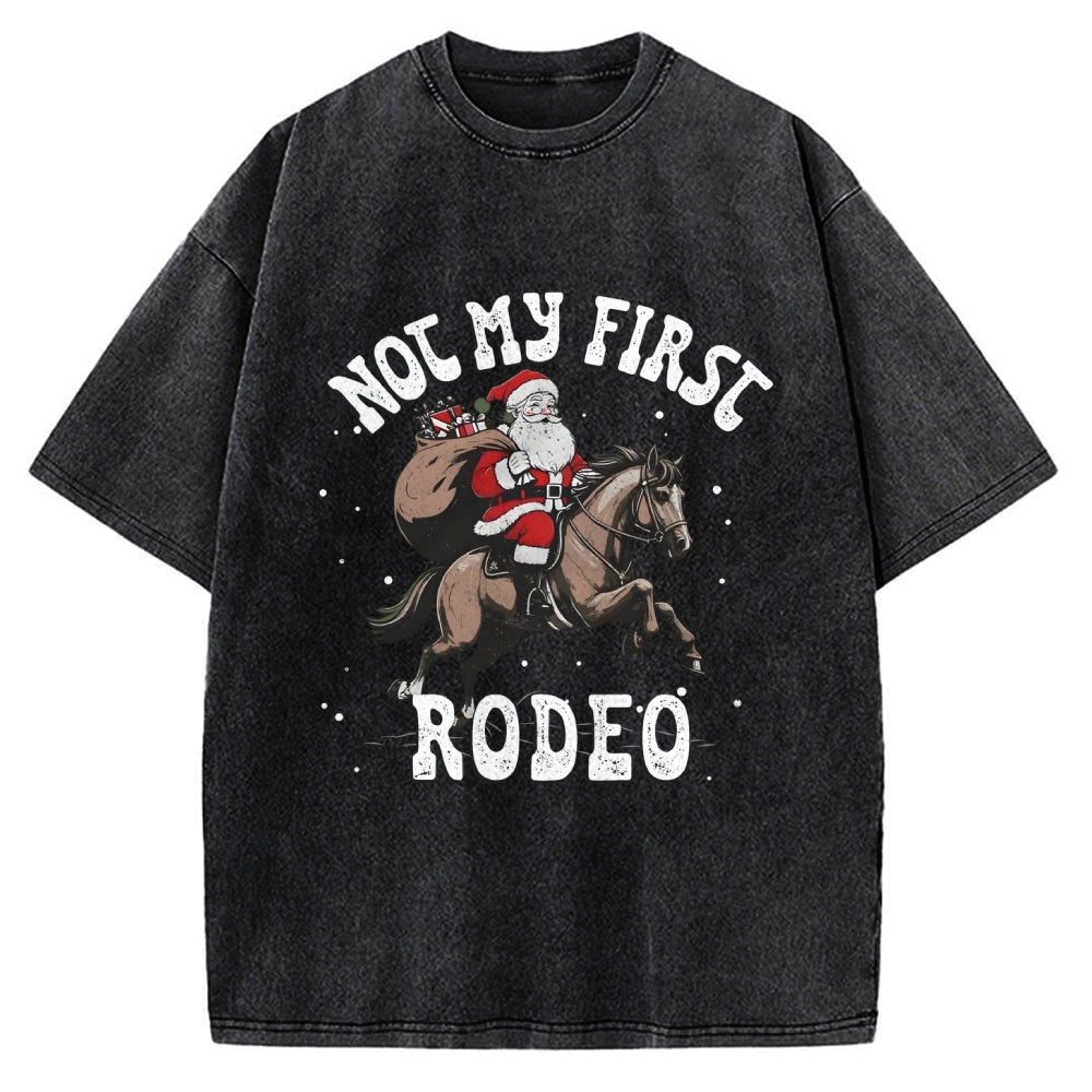 Not My First Rodeo Christmas Vintage Washed T-shirt