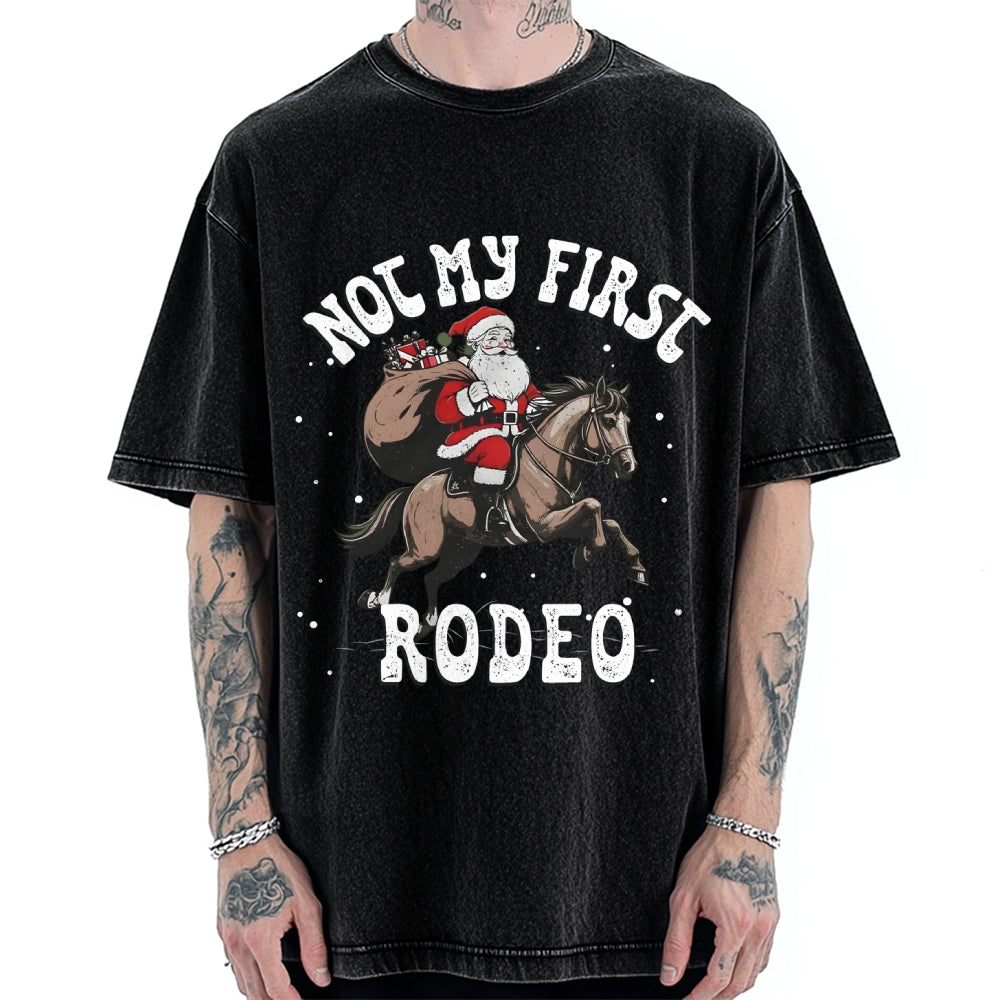 Not My First Rodeo Christmas Vintage Washed T-shirt
