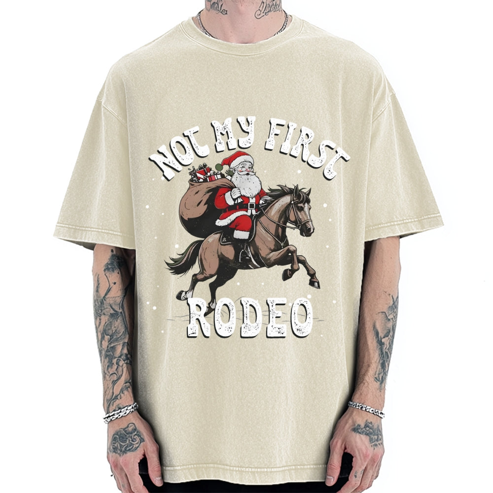 Not My First Rodeo Christmas Vintage Washed T-shirt