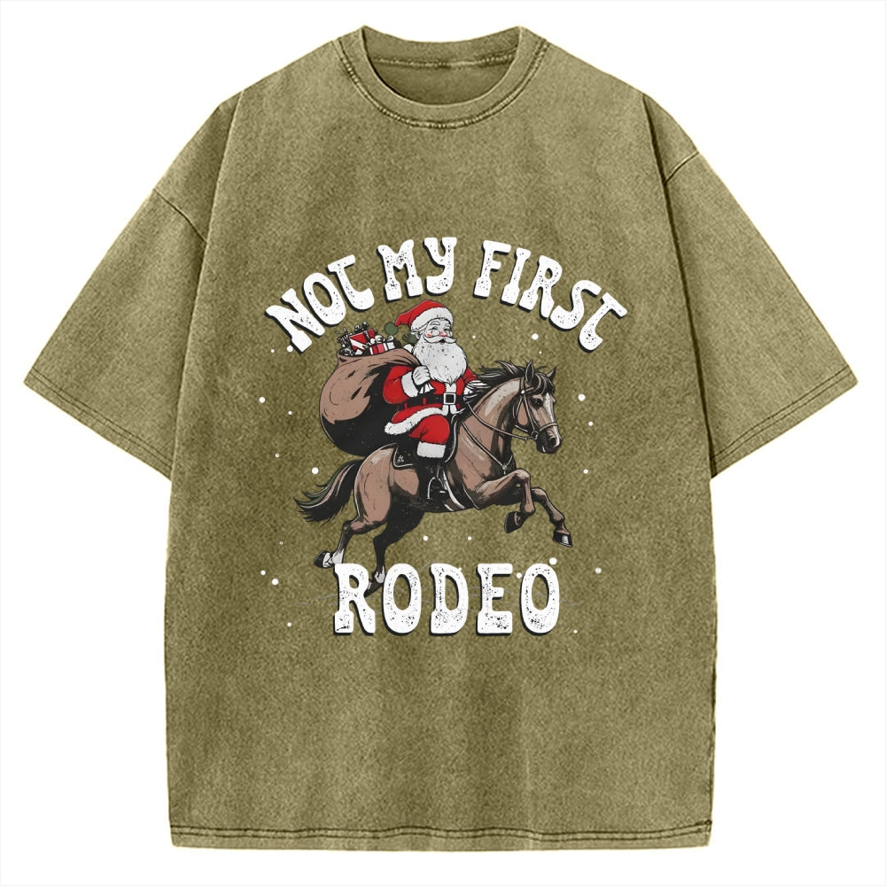 Not My First Rodeo Christmas Vintage Washed T-shirt