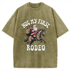 Not My First Rodeo Christmas Vintage Washed T-shirt