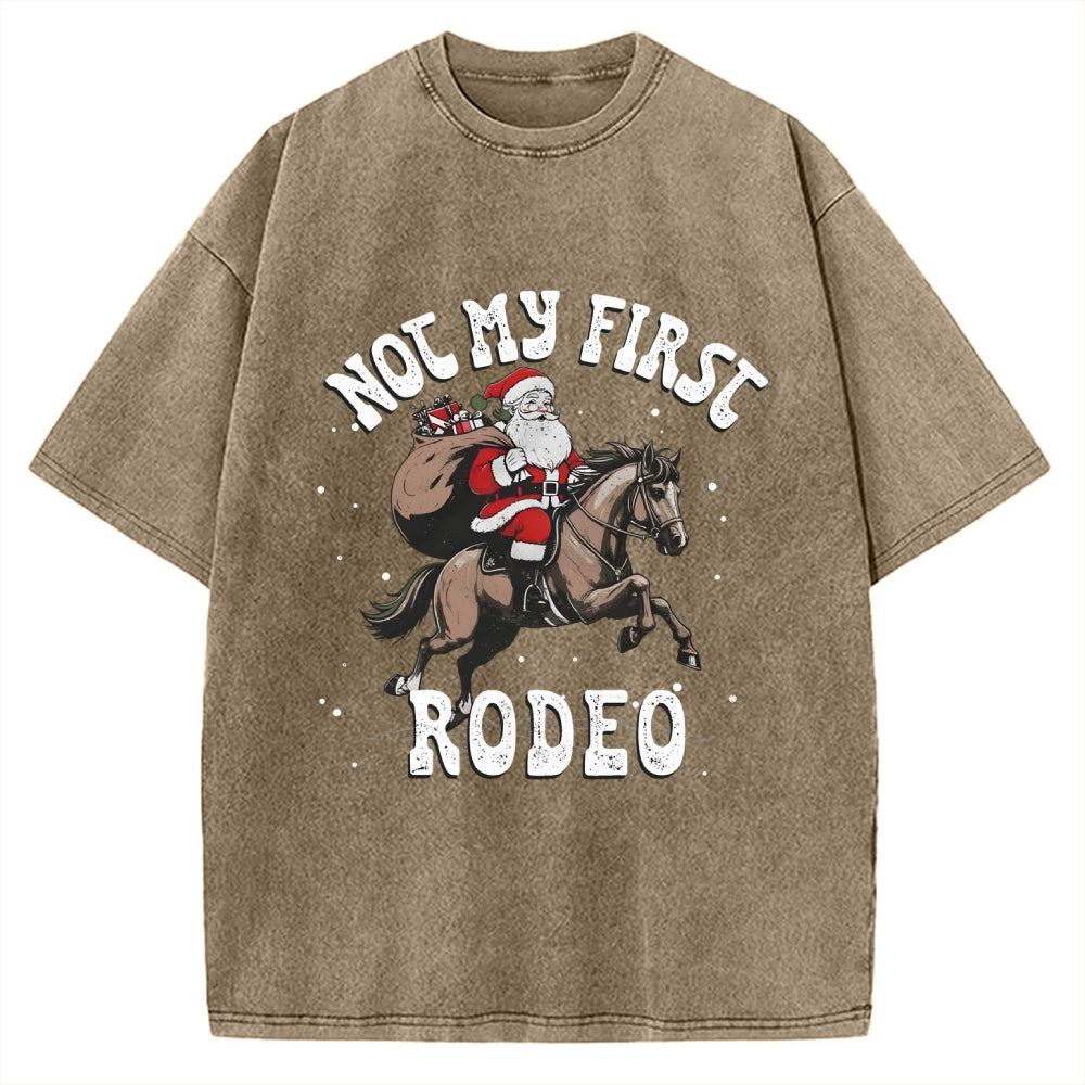 Not My First Rodeo Christmas Vintage Washed T-shirt