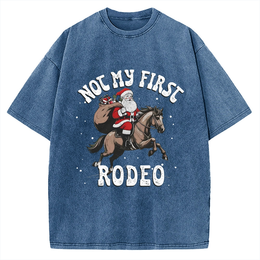Not My First Rodeo Christmas Vintage Washed T-shirt