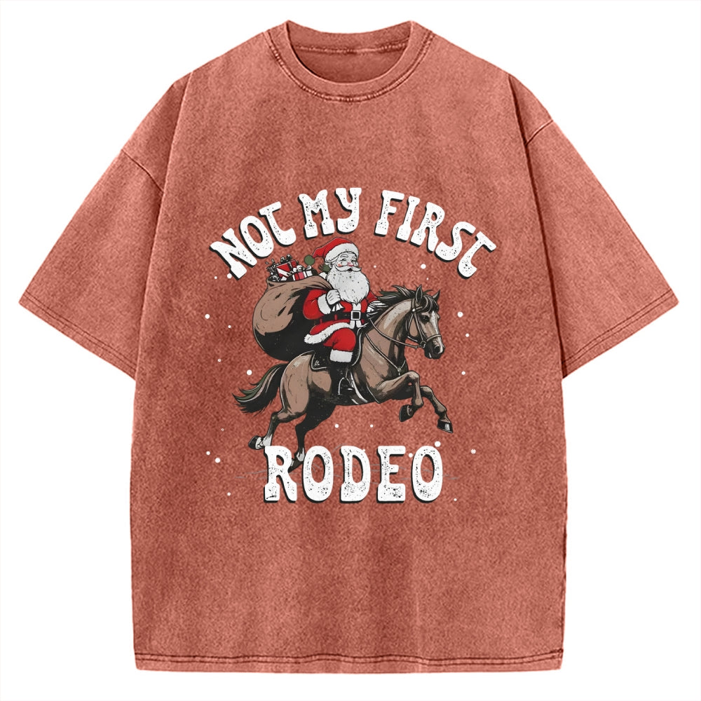 Not My First Rodeo Christmas Vintage Washed T-shirt
