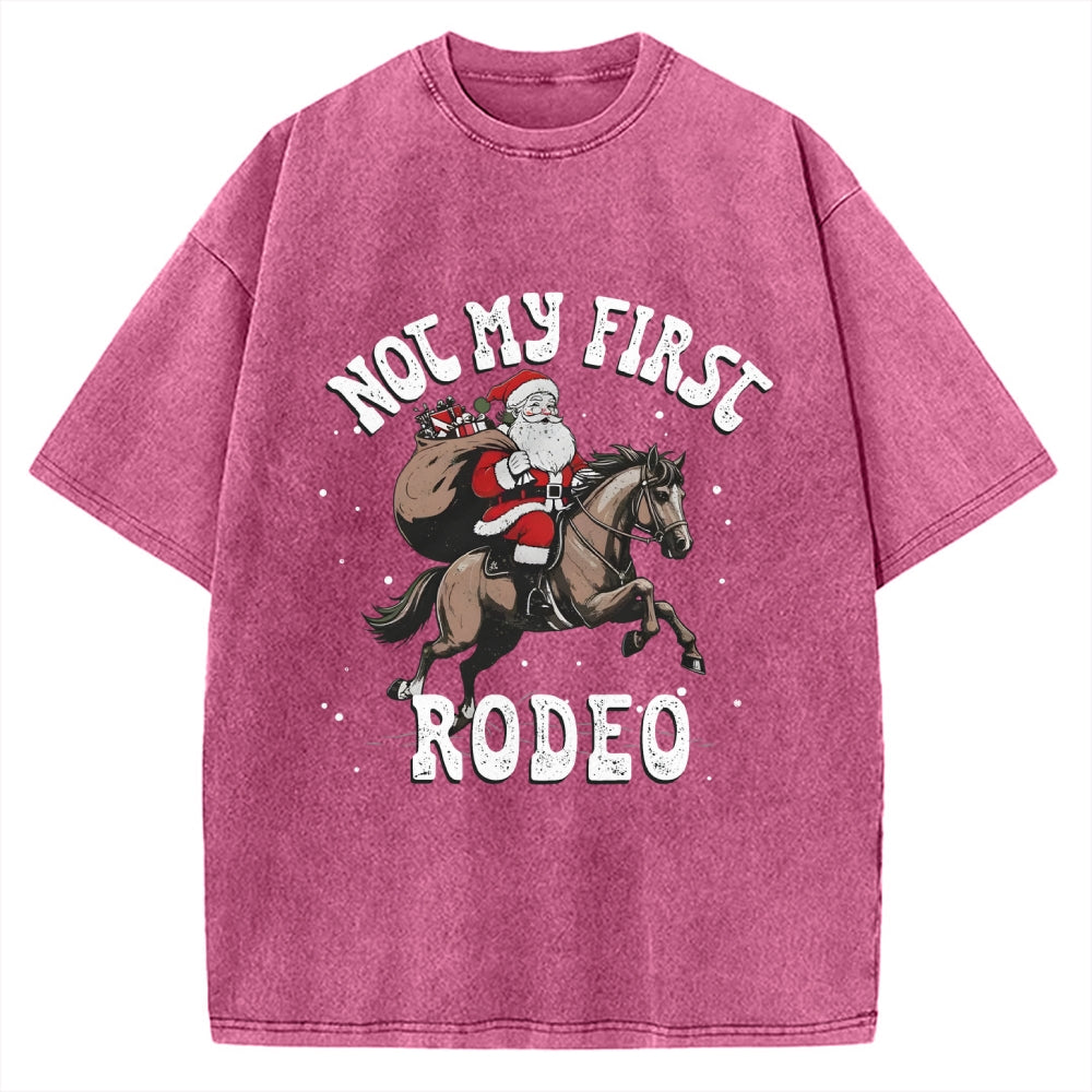 Not My First Rodeo Christmas Vintage Washed T-shirt