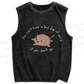 Unisex Cartoon Cat Printed Washed Tank Top