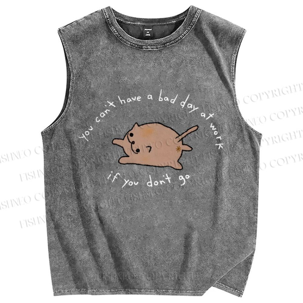 Unisex Cartoon Cat Printed Washed Tank Top