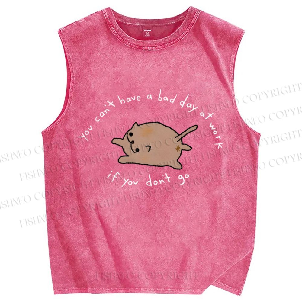 Unisex Cartoon Cat Printed Washed Tank Top
