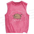 Unisex Cartoon Cat Printed Washed Tank Top