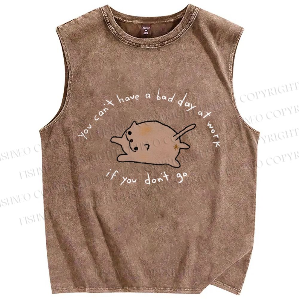 Unisex Cartoon Cat Printed Washed Tank Top