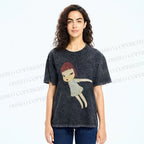 Unisex Yoshitomo Nara Flying Girl Printed Washed Tee