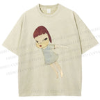 Unisex Yoshitomo Nara Flying Girl Printed Washed Tee