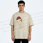 Unisex Yoshitomo Nara Flying Girl Printed Washed Tee