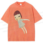 Unisex Yoshitomo Nara Flying Girl Printed Washed Tee