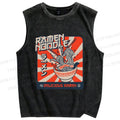 Unisex Ramen Printed Washed Tank Top