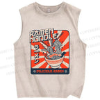 Unisex Ramen Printed Washed Tank Top