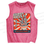 Unisex Ramen Printed Washed Tank Top