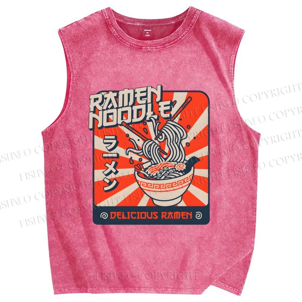 Unisex Ramen Printed Washed Tank Top