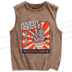 Unisex Ramen Printed Washed Tank Top