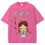 Unisex Yoshitomo Nara Tell Me Printed Washed Tee