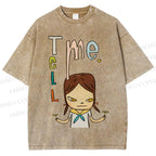 Unisex Yoshitomo Nara Tell Me Printed Washed Tee