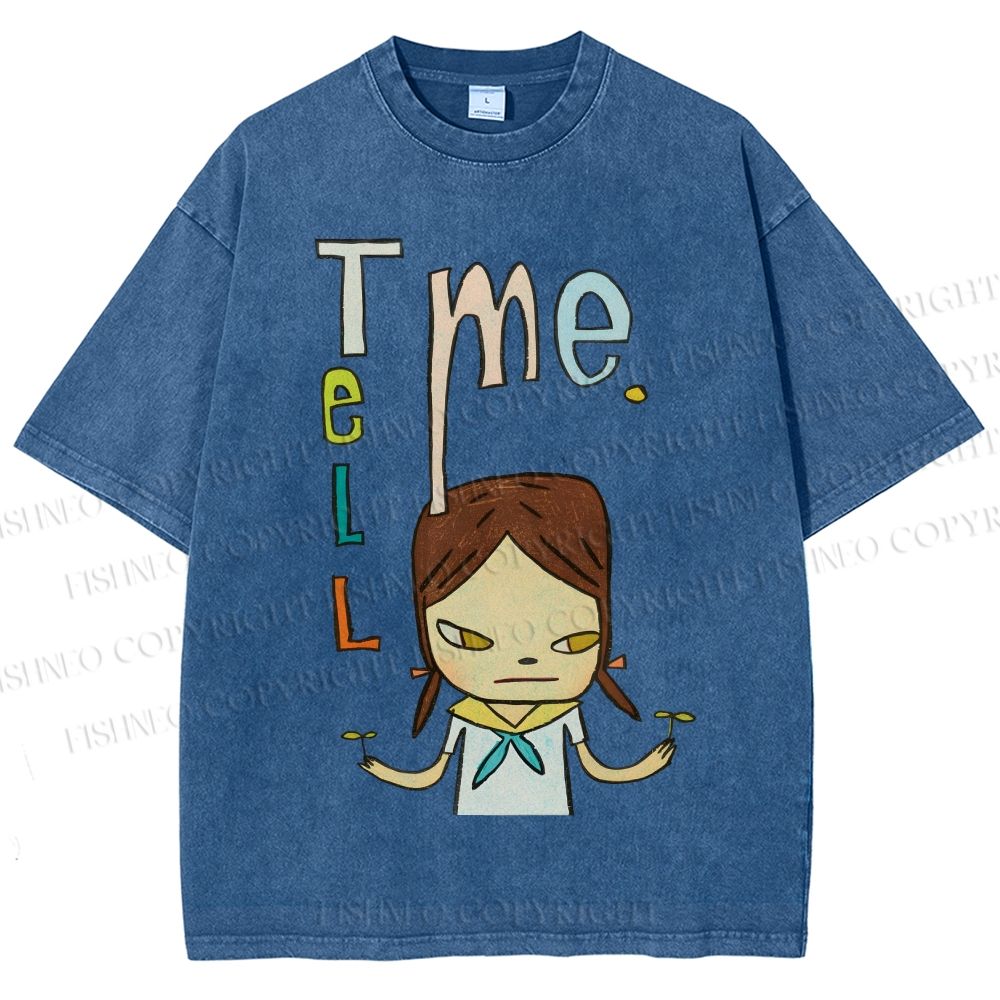 Unisex Yoshitomo Nara Tell Me Printed Washed Tee