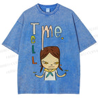 Unisex Yoshitomo Nara Tell Me Printed Washed Tee
