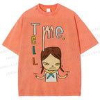 Unisex Yoshitomo Nara Tell Me Printed Washed Tee