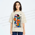Unisex Bauhaus geometric Eyes Printed Washed Tee