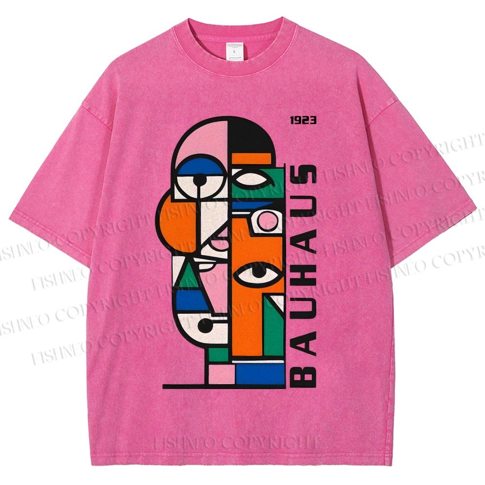 Unisex Bauhaus geometric Eyes Printed Washed Tee