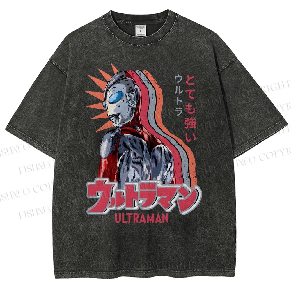 Unisex Ultraman Printed Washed Tee
