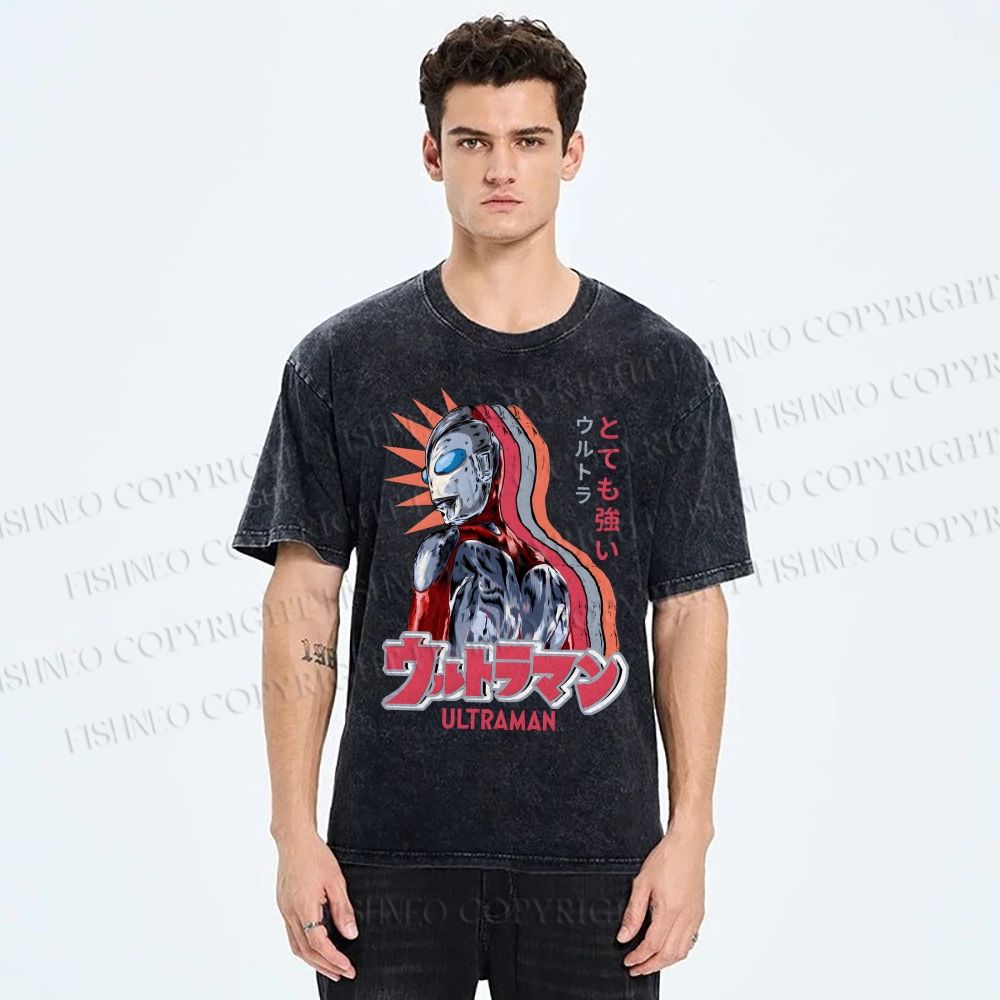 Unisex Ultraman Printed Washed Tee