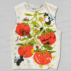 Unisex Angle Cats Healing Tomatoes Printed Tank Top